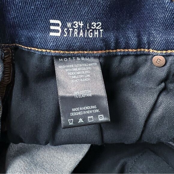 Mott & Bow Oliver Straight Leg Jeans in Dark Wash Indigo Stretch  34x32 - Picture 9 of 12